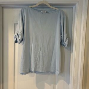 Calvin Klein Sky Blue Rolled Sleeve Top